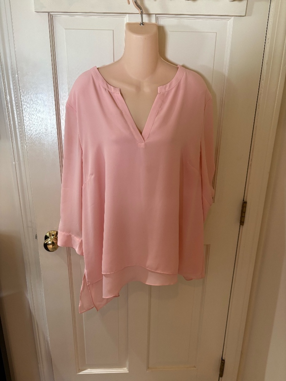 J.Jill Pink Blouse XL 3/4 Sleeve Asymmetrical Hem